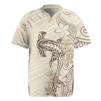 Beige Hawaii Rugby Jersey Hammerhead Shark Tattoo Curve Polynesian LT14 Beige - Polynesian Pride