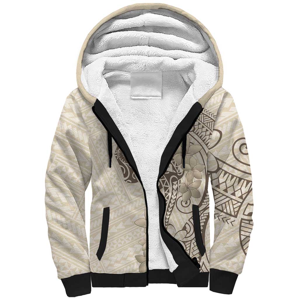 Beige Hawaii Sherpa Hoodie Hammerhead Shark Tattoo Curve Polynesian LT14 Unisex Beige - Polynesian Pride