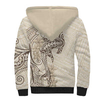 Beige Hawaii Sherpa Hoodie Hammerhead Shark Tattoo Curve Polynesian LT14 - Polynesian Pride