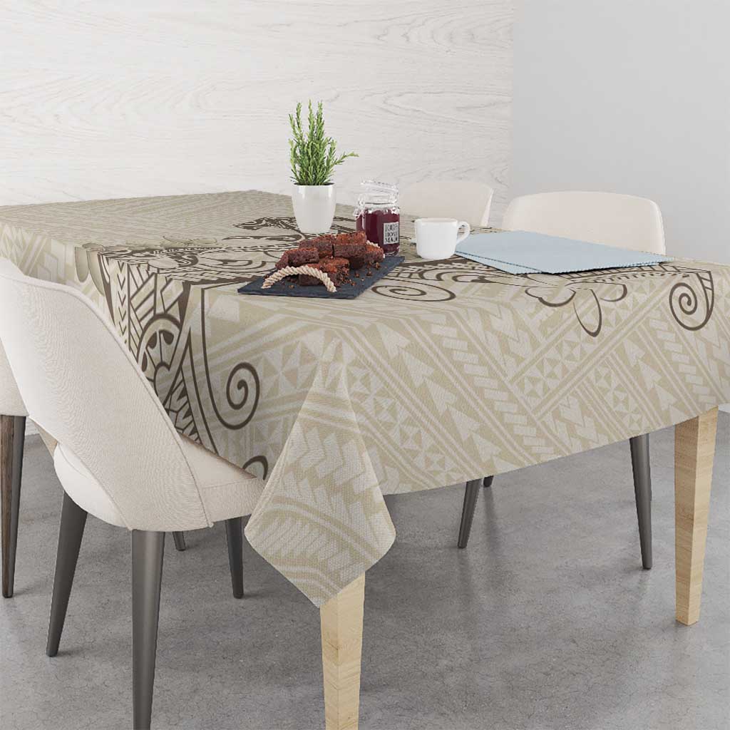 Beige Hawaii Tablecloth Hammerhead Shark Tattoo Curve Polynesian LT14 - Polynesian Pride