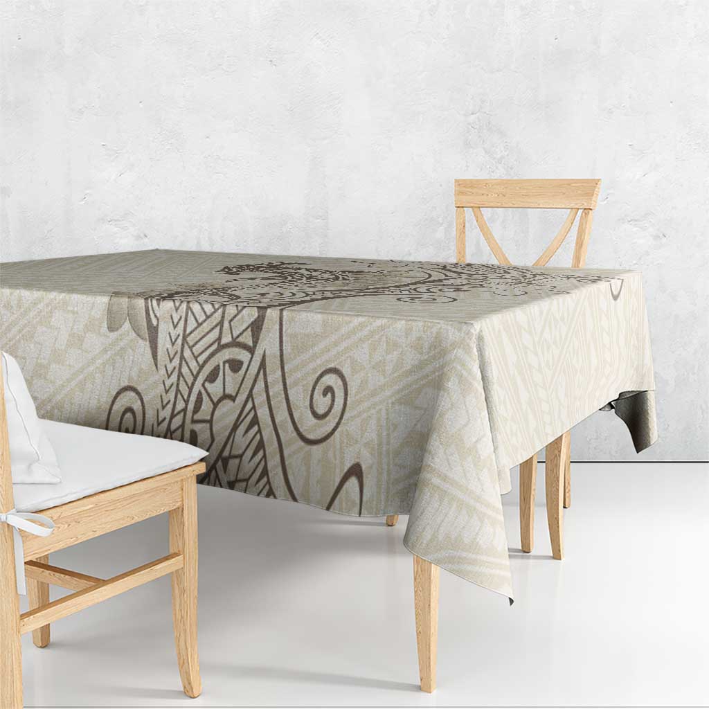 Beige Hawaii Tablecloth Hammerhead Shark Tattoo Curve Polynesian LT14 - Polynesian Pride