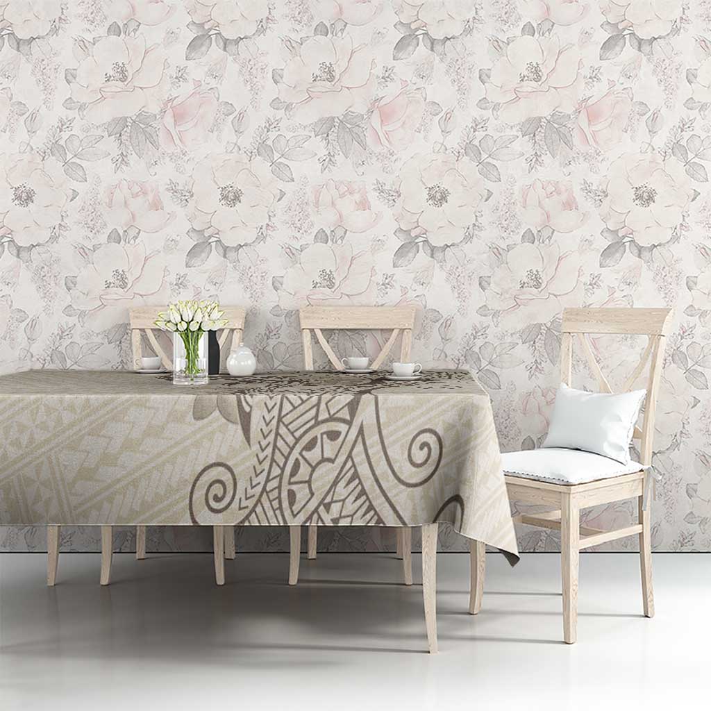 Beige Hawaii Tablecloth Hammerhead Shark Tattoo Curve Polynesian LT14 - Polynesian Pride