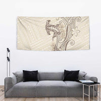 Beige Hawaii Tapestry Hammerhead Shark Tattoo Curve Polynesian - Polynesian Pride