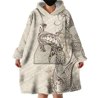 Beige Hawaii Wearable Blanket Hoodie Hammerhead Shark Tattoo Curve Polynesian LT14 - Polynesian Pride