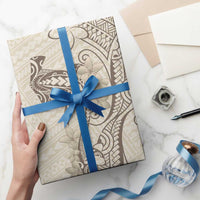 Beige Hawaii Wrapping Paper Hammerhead Shark Tattoo Curve Polynesian LT14 - Polynesian Pride