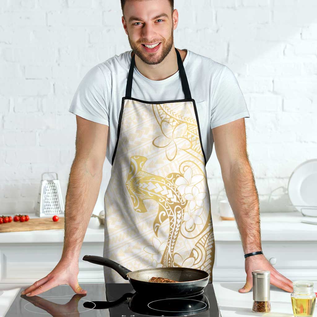 Gold and White Hawaii Apron Hammerhead Shark Tattoo Curve Polynesian LT14 - Polynesian Pride