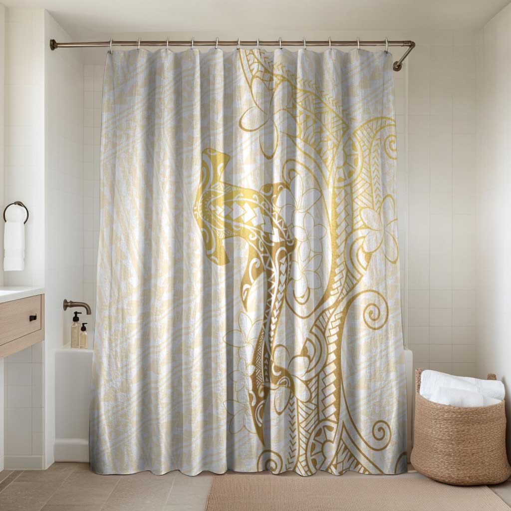 Gold and White Hawaii Bathroom Set Hammerhead Shark Tattoo Curve Polynesian - Polynesian Pride