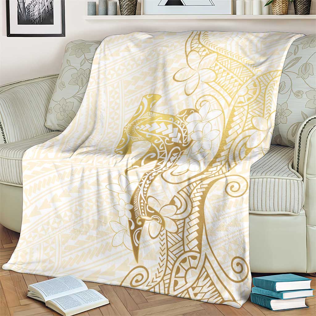 Gold and White Hawaii Blanket Hammerhead Shark Tattoo Curve Polynesian - Polynesian Pride