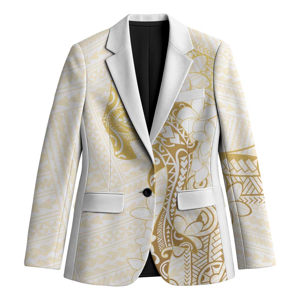 Gold and White Hawaii Blazer Hammerhead Shark Tattoo Curve Polynesian - Polynesian Pride