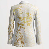 Gold and White Hawaii Blazer Hammerhead Shark Tattoo Curve Polynesian - Polynesian Pride