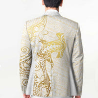 Gold and White Hawaii Blazer Hammerhead Shark Tattoo Curve Polynesian - Polynesian Pride