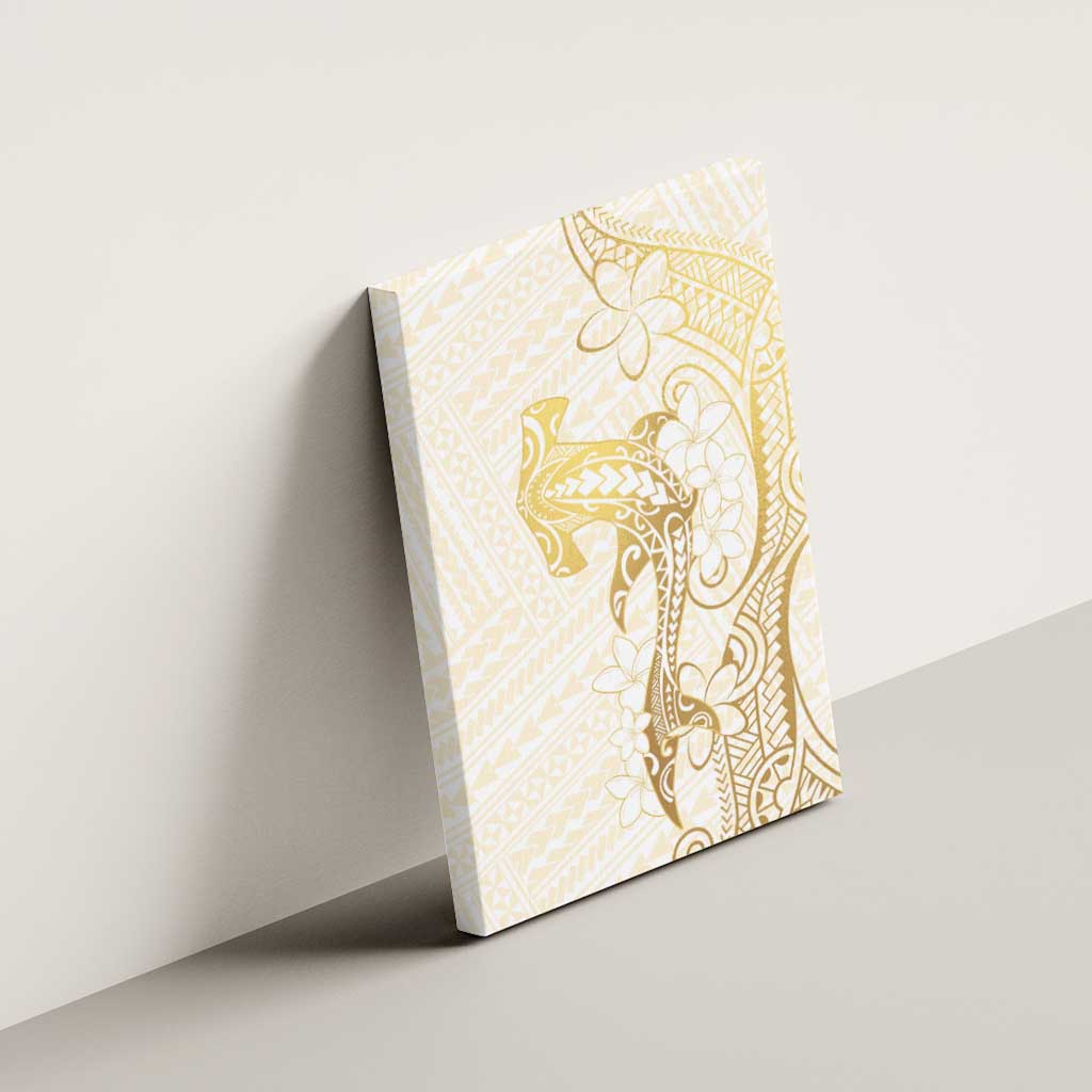Gold and White Hawaii Canvas Wall Art Hammerhead Shark Tattoo Curve Polynesian LT14 - Polynesian Pride