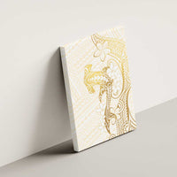 Gold and White Hawaii Canvas Wall Art Hammerhead Shark Tattoo Curve Polynesian LT14 - Polynesian Pride