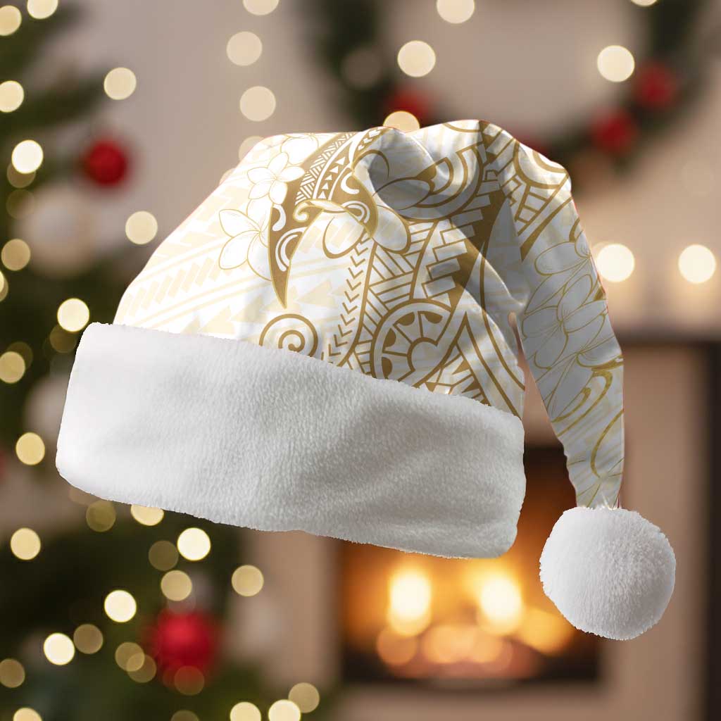 Gold and White Hawaii Christmas Santa Hat Hammerhead Shark Tattoo Curve Polynesian - Polynesian Pride
