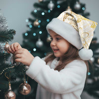 Gold and White Hawaii Christmas Santa Hat Hammerhead Shark Tattoo Curve Polynesian - Polynesian Pride