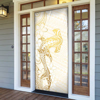 Gold and White Hawaii Door Cover Hammerhead Shark Tattoo Curve Polynesian LT14 - Polynesian Pride