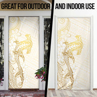 Gold and White Hawaii Door Cover Hammerhead Shark Tattoo Curve Polynesian LT14 - Polynesian Pride