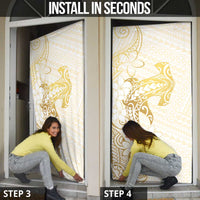 Gold and White Hawaii Door Cover Hammerhead Shark Tattoo Curve Polynesian LT14 - Polynesian Pride