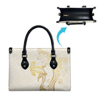 Gold and White Hawaii Leather Bag Hammerhead Shark Tattoo Curve Polynesian - Polynesian Pride
