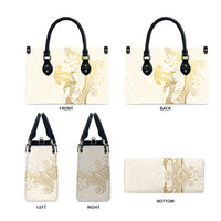 Gold and White Hawaii Leather Bag Hammerhead Shark Tattoo Curve Polynesian - Polynesian Pride
