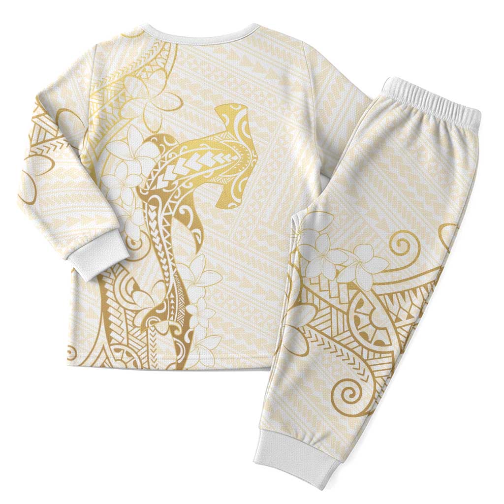 Gold and White Hawaii Christmas Pajama Set Hammerhead Shark Tattoo Curve Polynesian LT14 - Polynesian Pride