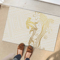 Gold and White Hawaii Rubber Doormat Hammerhead Shark Tattoo Curve Polynesian LT14 - Polynesian Pride