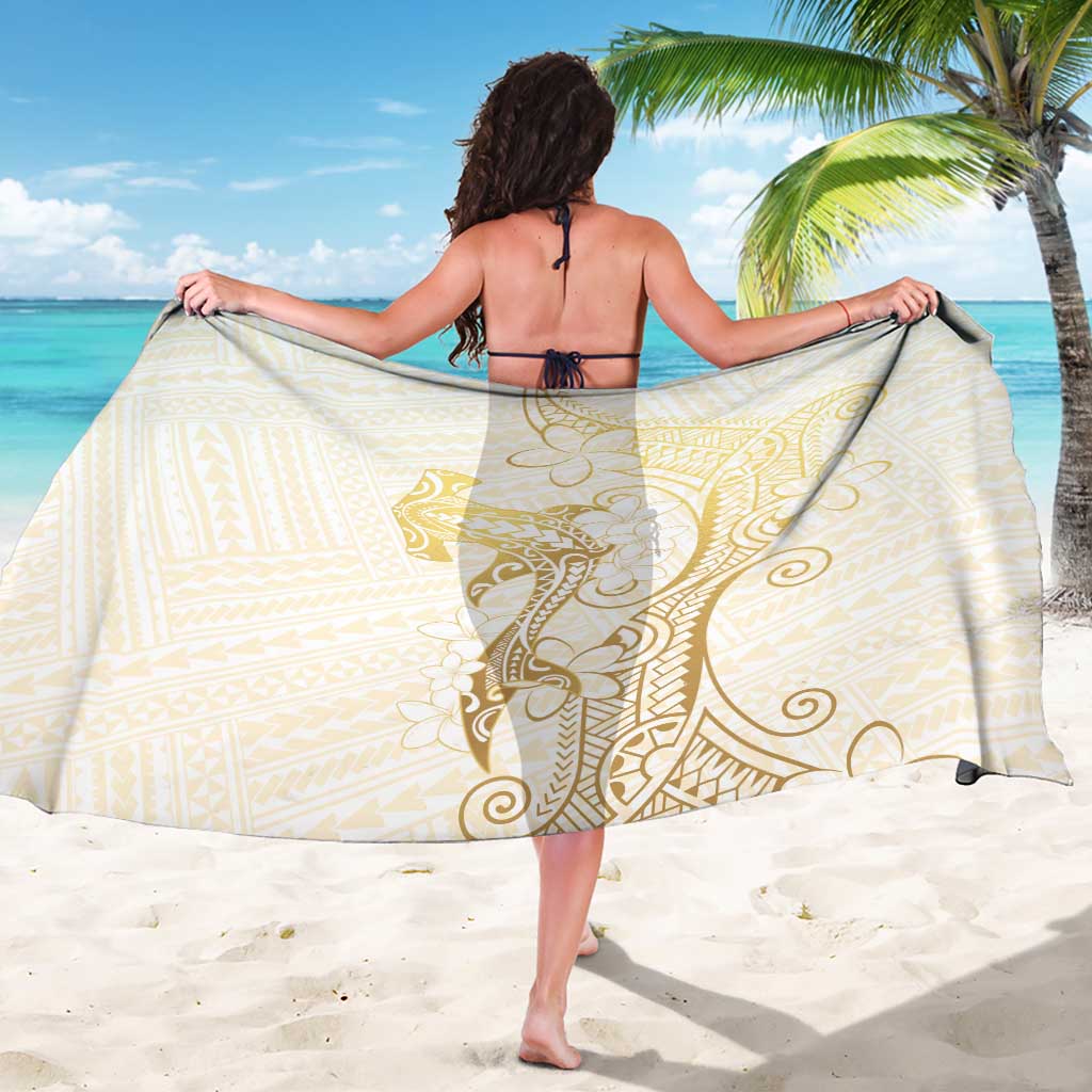 Gold and White Hawaii Sarong Hammerhead Shark Tattoo Curve Polynesian - Polynesian Pride