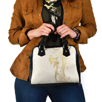 Gold and White Hawaii Shoulder Handbag Hammerhead Shark Tattoo Curve Polynesian - Polynesian Pride