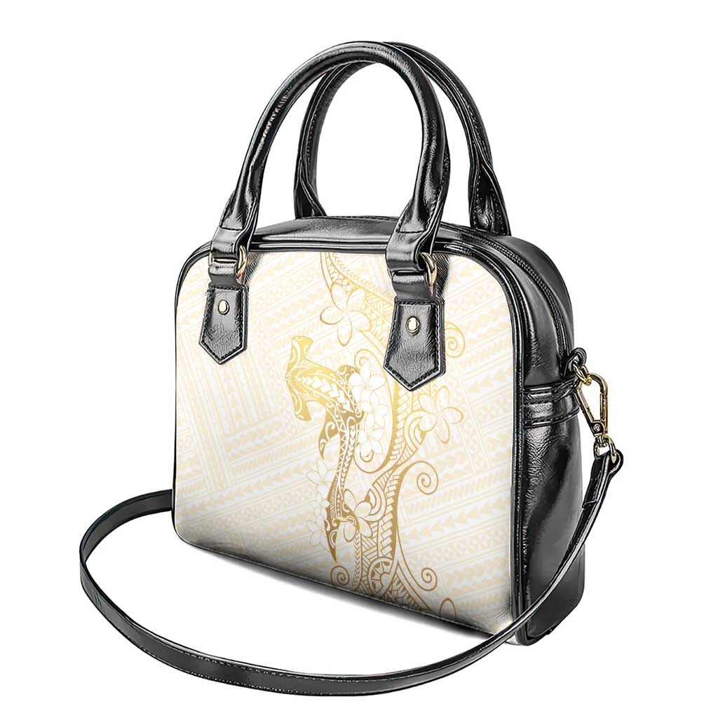 Gold and White Hawaii Shoulder Handbag Hammerhead Shark Tattoo Curve Polynesian - Polynesian Pride