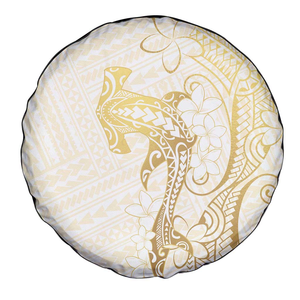 Gold and White Hawaii Spare Tire Cover Hammerhead Shark Tattoo Curve Polynesian - Polynesian Pride