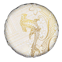 Gold and White Hawaii Spare Tire Cover Hammerhead Shark Tattoo Curve Polynesian - Polynesian Pride