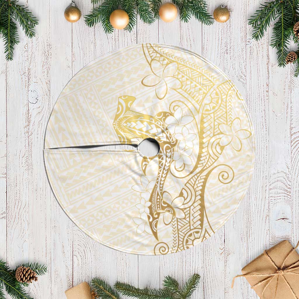 Gold and White Hawaii Tree Skirt Hammerhead Shark Tattoo Curve Polynesian - Polynesian Pride