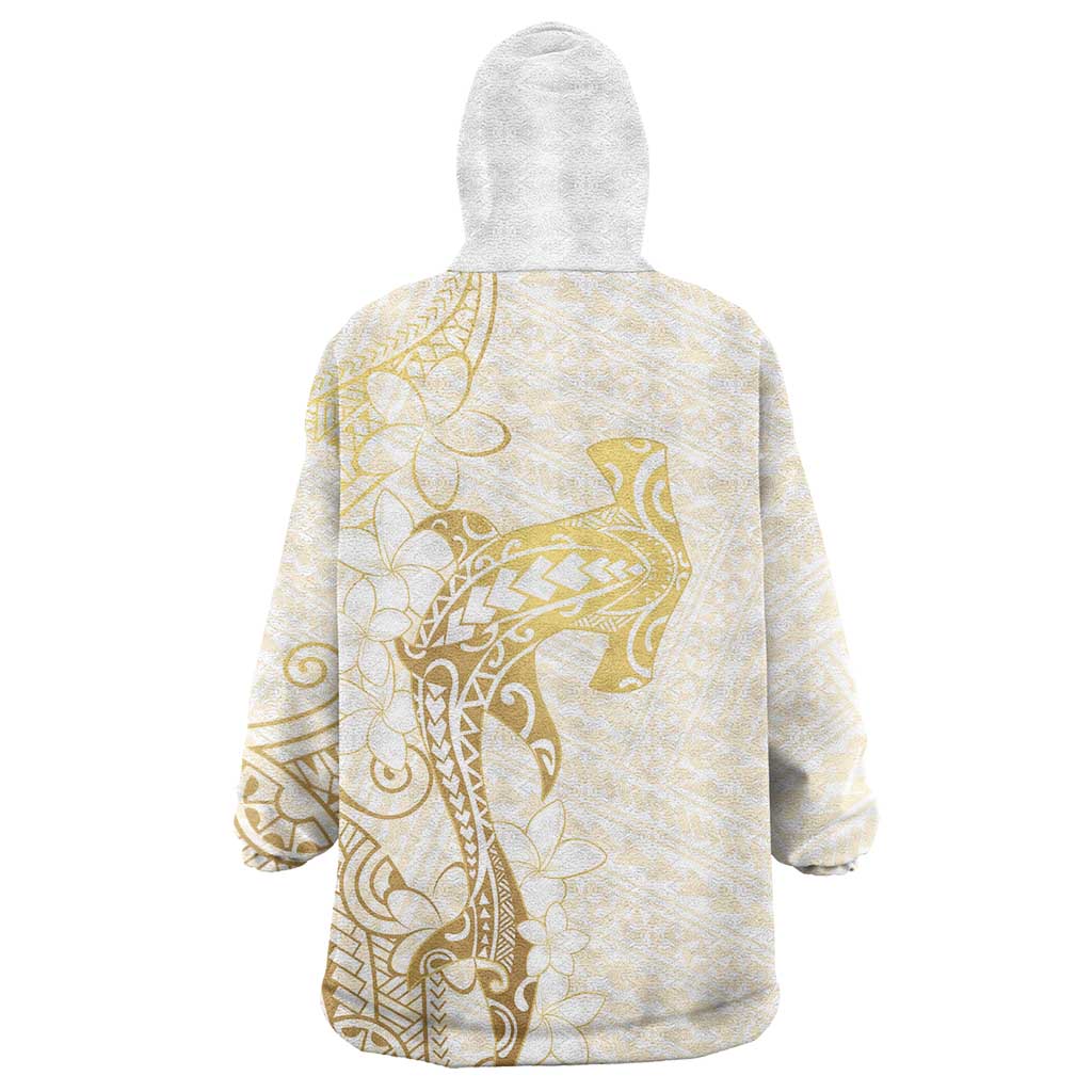 Gold and White Hawaii Wearable Blanket Hoodie Hammerhead Shark Tattoo Curve Polynesian LT14 - Polynesian Pride