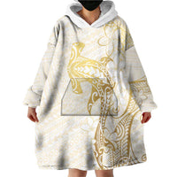 Gold and White Hawaii Wearable Blanket Hoodie Hammerhead Shark Tattoo Curve Polynesian LT14 - Polynesian Pride