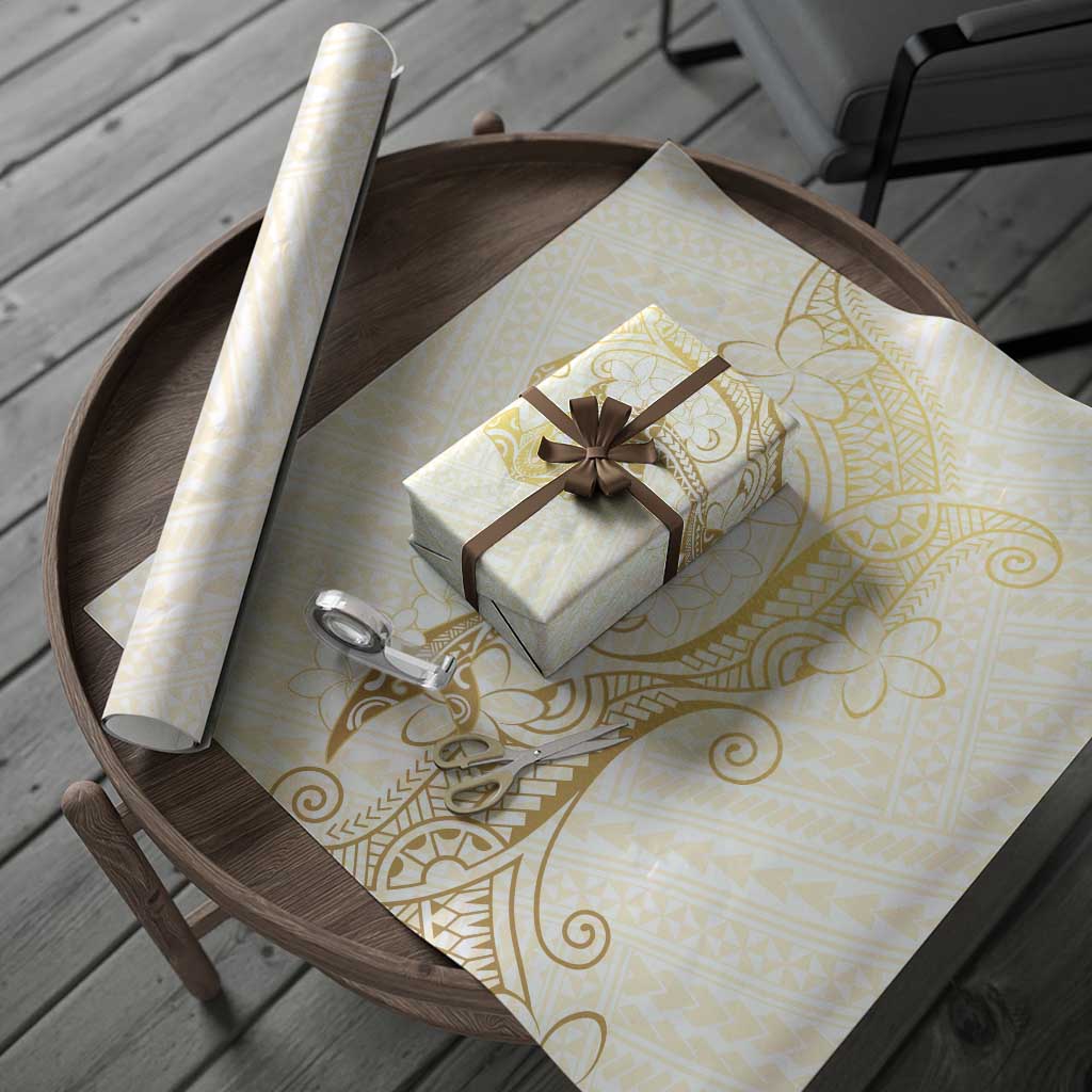 Gold and White Hawaii Wrapping Paper Hammerhead Shark Tattoo Curve Polynesian LT14 - Polynesian Pride