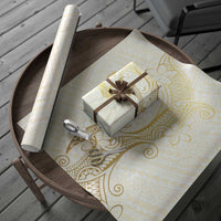 Gold and White Hawaii Wrapping Paper Hammerhead Shark Tattoo Curve Polynesian LT14 - Polynesian Pride