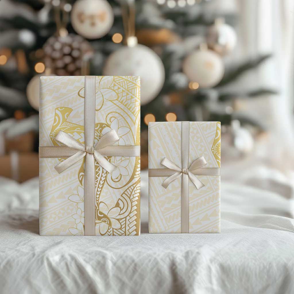 Gold and White Hawaii Wrapping Paper Hammerhead Shark Tattoo Curve Polynesian LT14 - Polynesian Pride