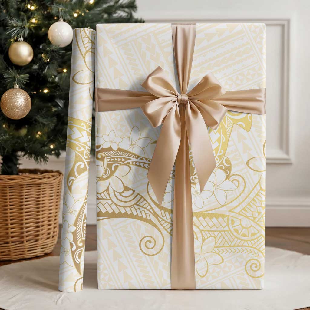 Gold and White Hawaii Wrapping Paper Hammerhead Shark Tattoo Curve Polynesian LT14 - Polynesian Pride
