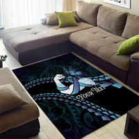 Personalised Polynesia Suicide Prevention Month Area Rug Brave Strong Butterfly Teal Purple Ribbon LT14 - Polynesian Pride