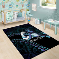 Personalised Polynesia Suicide Prevention Month Area Rug Brave Strong Butterfly Teal Purple Ribbon LT14 - Polynesian Pride