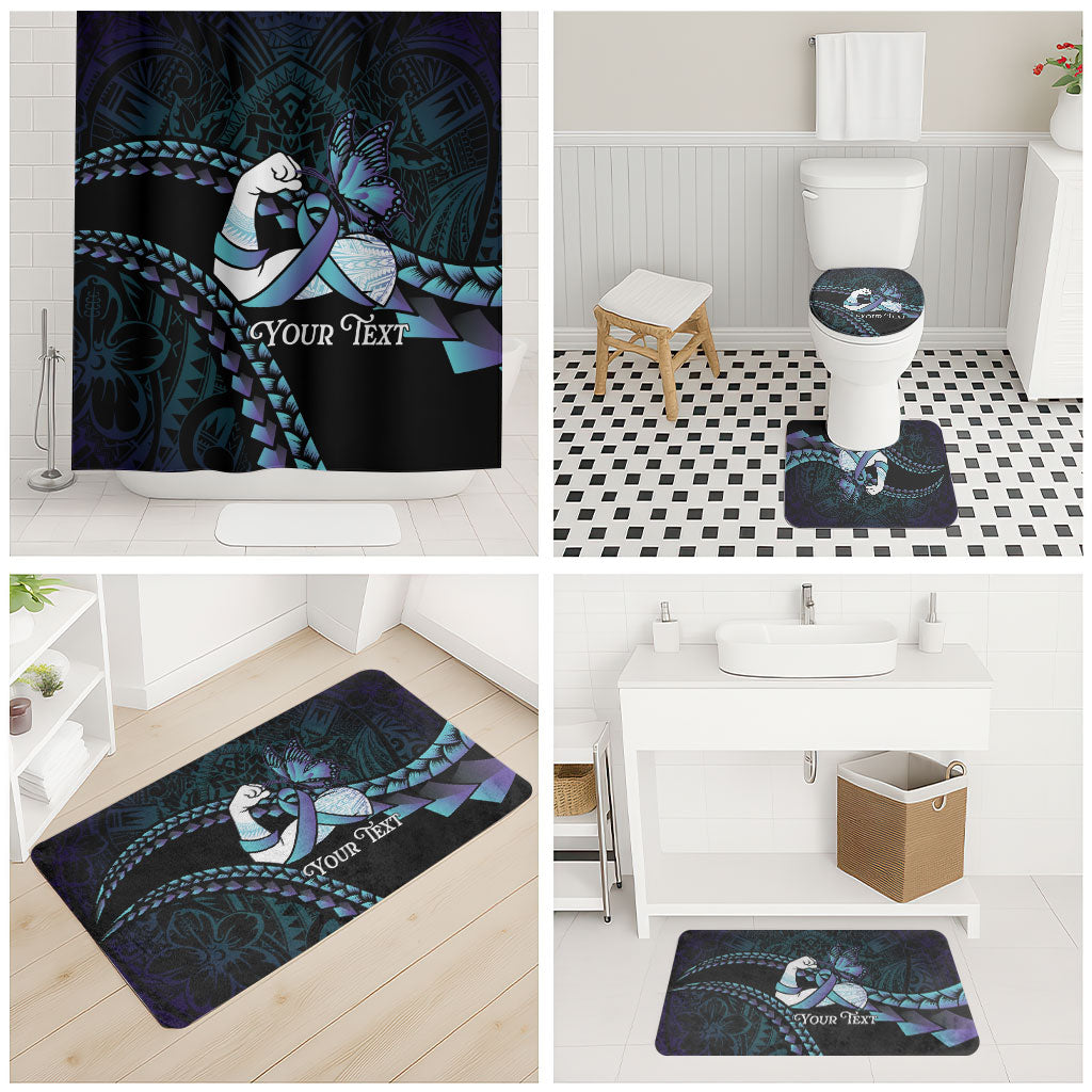 Personalised Polynesia Suicide Prevention Month Bathroom Set Brave Strong Butterfly Teal Purple Ribbon LT14 - Polynesian Pride