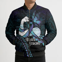 Personalised Polynesia Suicide Prevention Month Bomber Puffer Jacket Brave Strong Butterfly Teal Purple Ribbon LT14 - Polynesian Pride