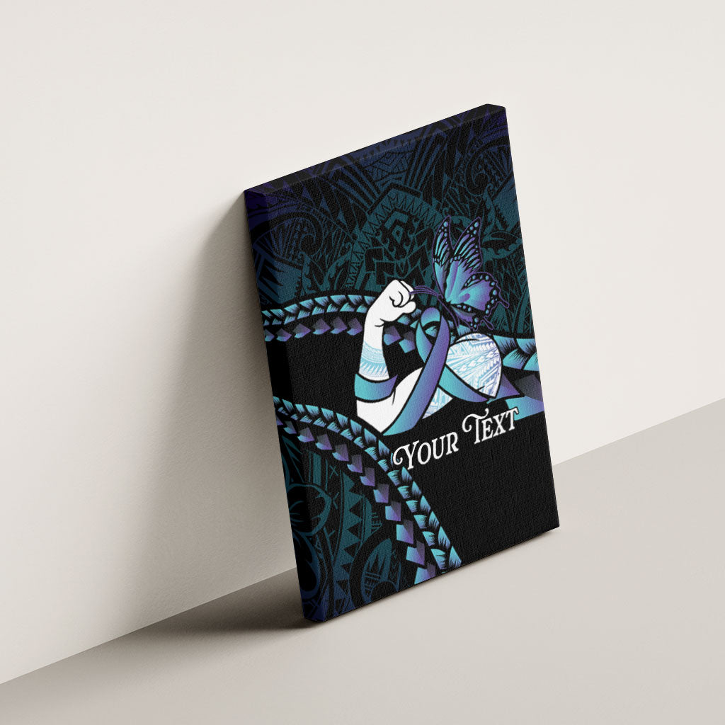 Personalised Polynesia Suicide Prevention Month Canvas Wall Art Brave Strong Butterfly Teal Purple Ribbon LT14 - Polynesian Pride