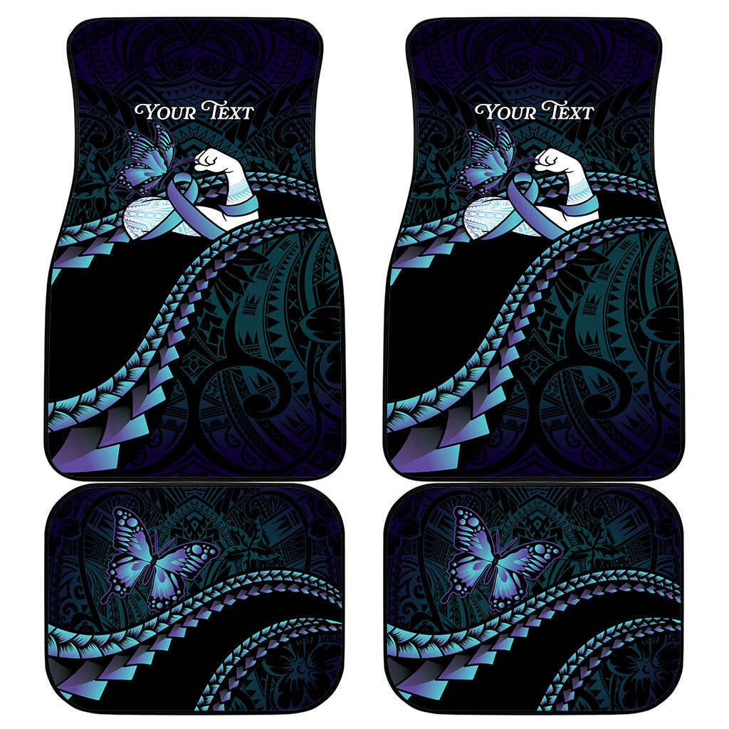 Personalised Polynesia Suicide Prevention Month Car Mats Brave Strong Butterfly Teal Purple Ribbon LT14 - Polynesian Pride