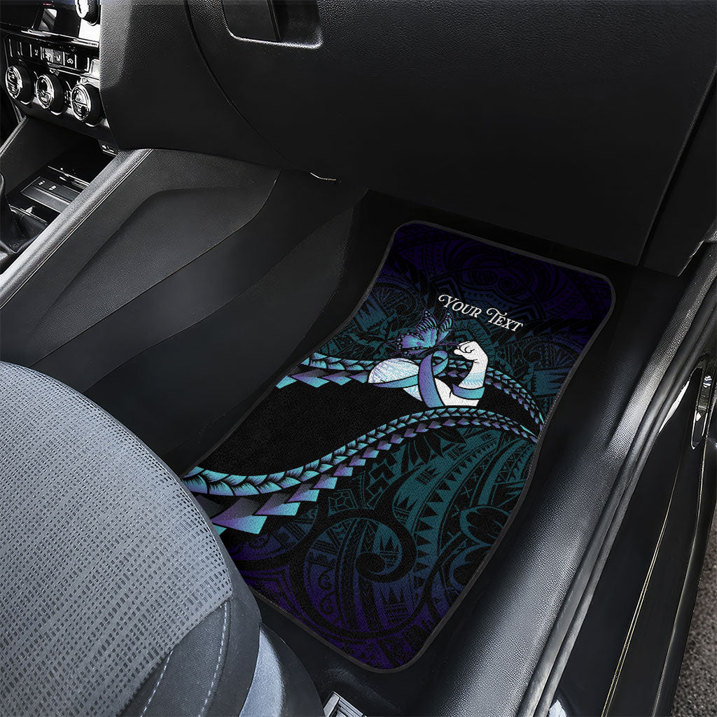 Personalised Polynesia Suicide Prevention Month Car Mats Brave Strong Butterfly Teal Purple Ribbon LT14 - Polynesian Pride
