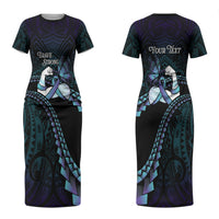 Personalised Polynesia Suicide Prevention Month Couples Matching Short Sleeve Bodycon Dress and Long Sleeve Button Shirt Brave Strong Butterfly Teal Purple Ribbon LT14 - Polynesian Pride