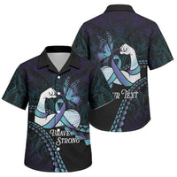 Personalised Polynesia Suicide Prevention Month Family Matching Long Sleeve Bodycon Dress and Hawaiian Shirt Brave Strong Butterfly Teal Purple Ribbon LT14 Son's Shirt Purple - Polynesian Pride