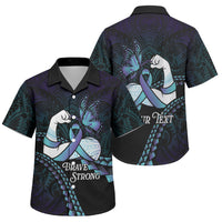 Personalised Polynesia Suicide Prevention Month Family Matching Mermaid Dress and Hawaiian Shirt Brave Strong Butterfly Teal Purple Ribbon LT14 Son's Shirt Purple - Polynesian Pride