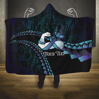 Personalised Polynesia Suicide Prevention Month Hooded Blanket Brave Strong Butterfly Teal Purple Ribbon LT14 - Polynesian Pride