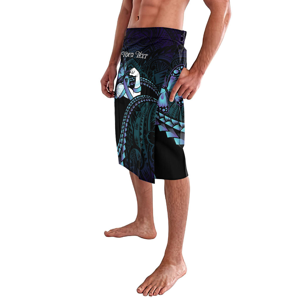 Personalised Polynesia Suicide Prevention Month Lavalava Brave Strong Butterfly Teal Purple Ribbon LT14 - Polynesian Pride